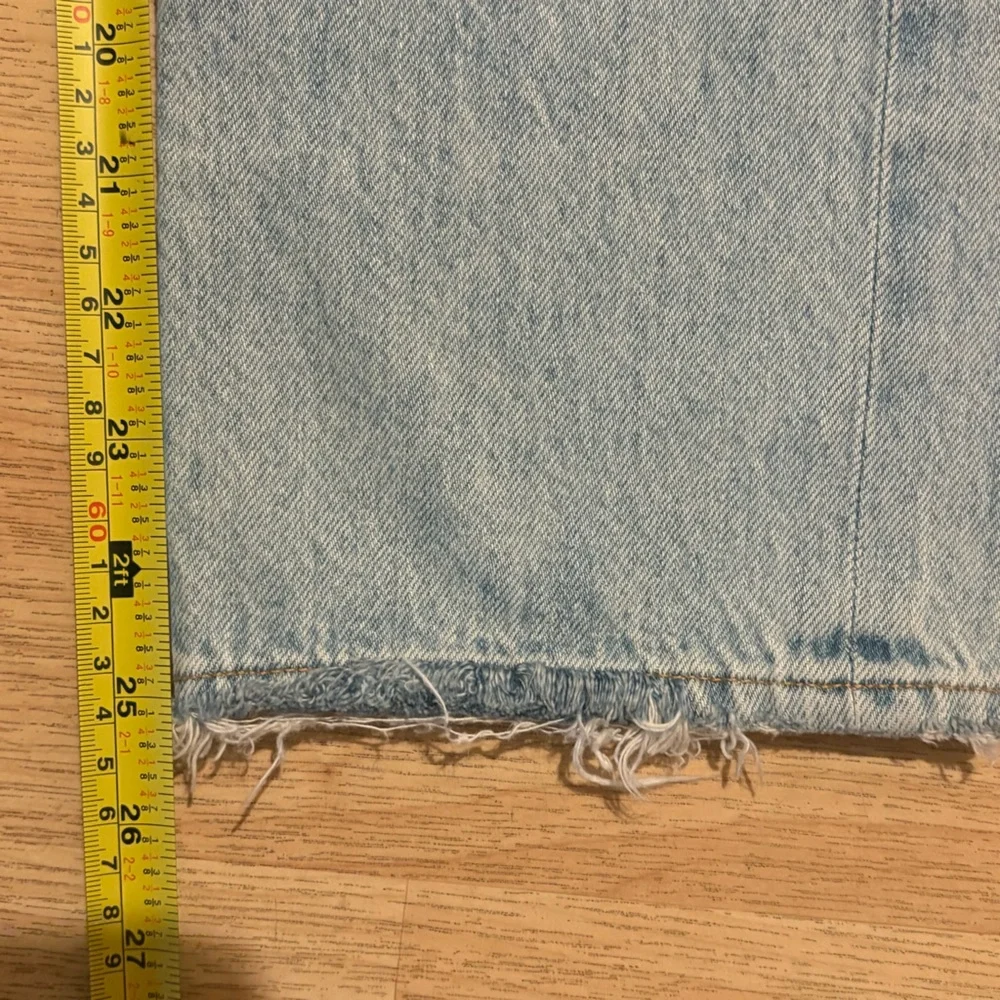 Agolde Sz 26 Riley Jeans High Rise Straight Crop Distressed Shatter Light Blue - Picture 5 of 7
